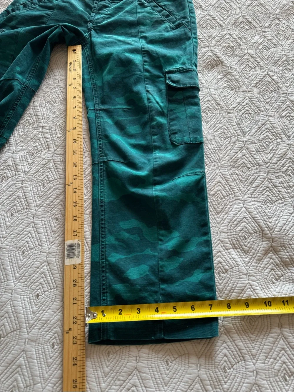 Anthropologie Austin Cargo Trousers Pants Camo Dark Turquoise Size 27 - Picture 13 of 16